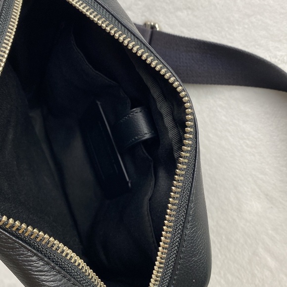 Coach Charles Smooth Pebble Leather Adjustable Crossbody Flight Bag (Black) - Picture 9 of 16